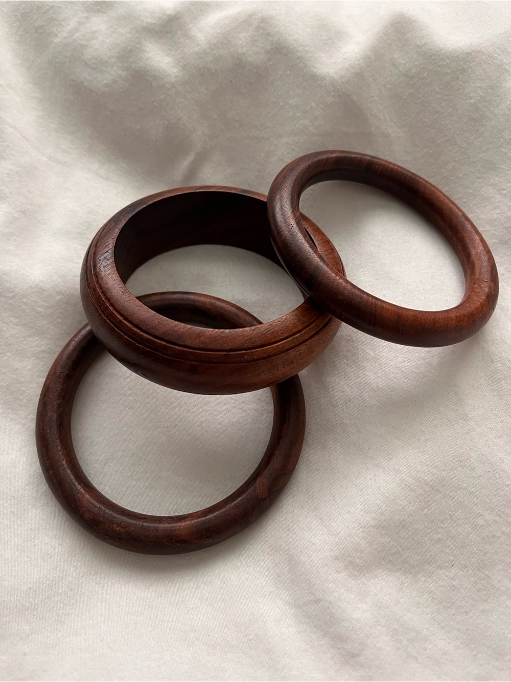 Set of 3 vintage wooden bangle bracelets